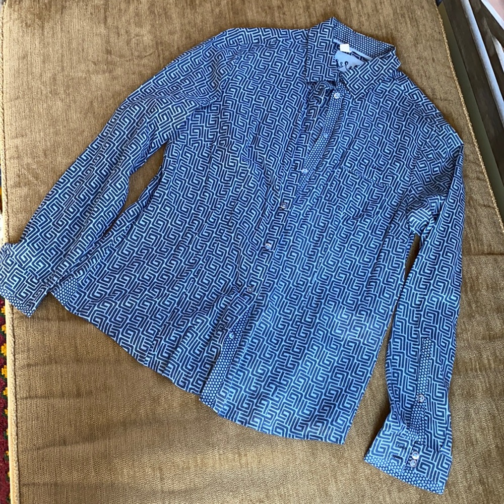 Bianca Patterned Blouse Blue - image 1